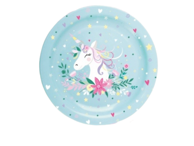 set 10 piatti in carta unicorno