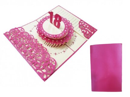 biglietto origami 18 anni rosa